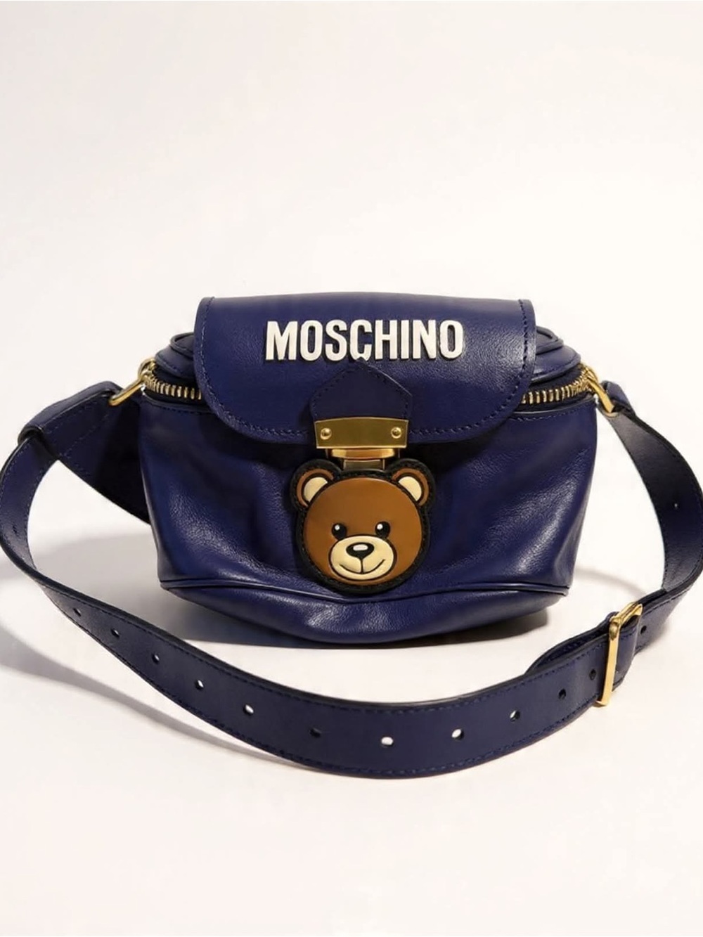 Moschino Purple Leather Teddy Bear Belt Bag